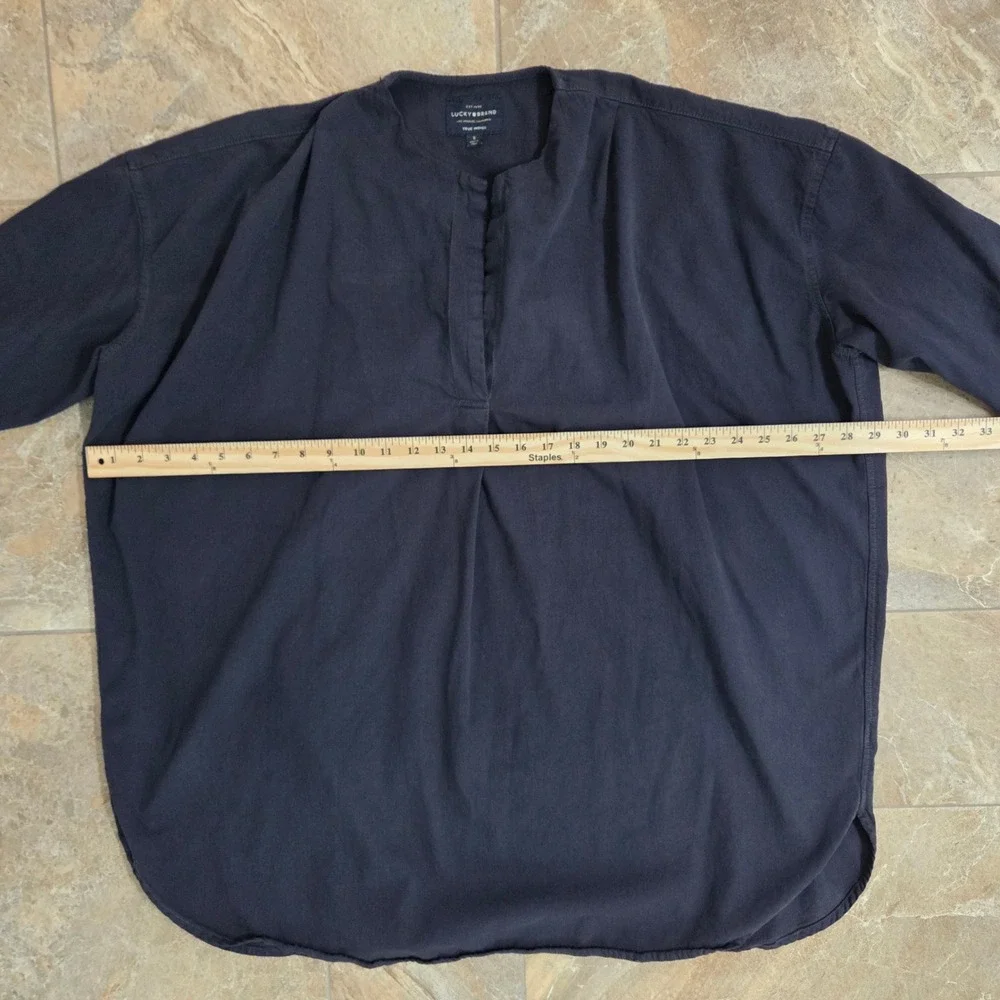 Lucky Brand Indigo Tunic Top Pleated Back 3/4 Sleeve‎ Casual Shirt S - Picture 4 of 7